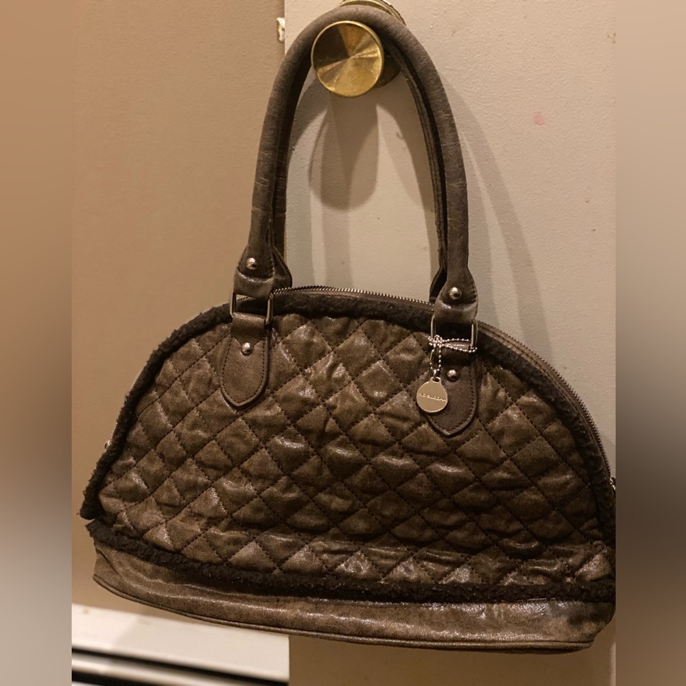 Big Buddha Santa Barbara Brown Quilted Handbag